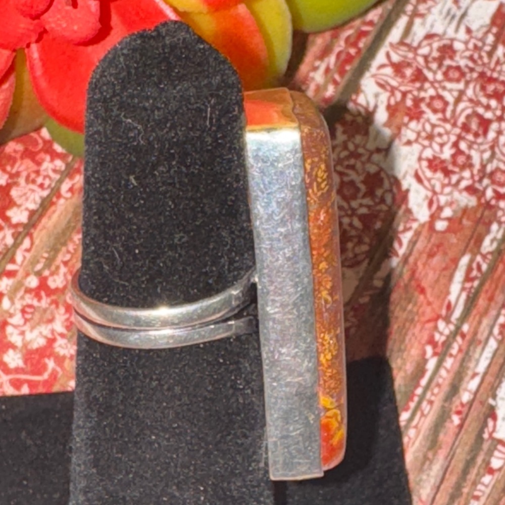 Huge Jasper Agate Silver Ring - image 5
